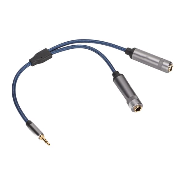 3,5 mm til 2 x 6,35 mm kabel, han stereo TRS til hun TS Y-splitter kabel til pc 0,3 m/1 fod