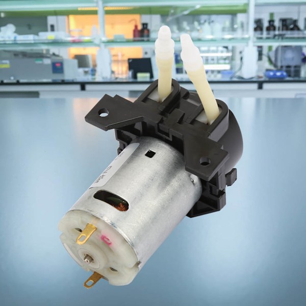 D-2 2*4 mm DC 12V DIY peristaltisk væskepumpe Doseringspumpe for laboratorieanalyse (svart)