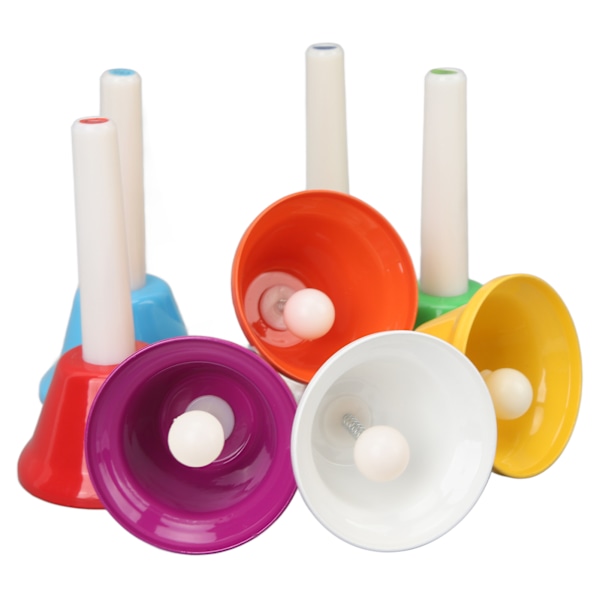 Hand Bell Set färgglada 8 Notes musikaliska legering Handbells för barn Vuxen bröllop
