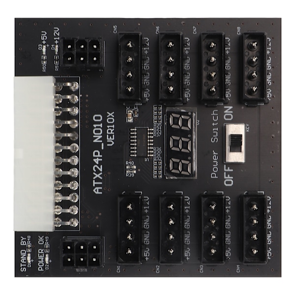 ATX PSU Power Board 5V 12V Output 24Pin til 8X 4Pin Plus 2X Spændingsindikator ATX Server Power Board til CHIA Mining