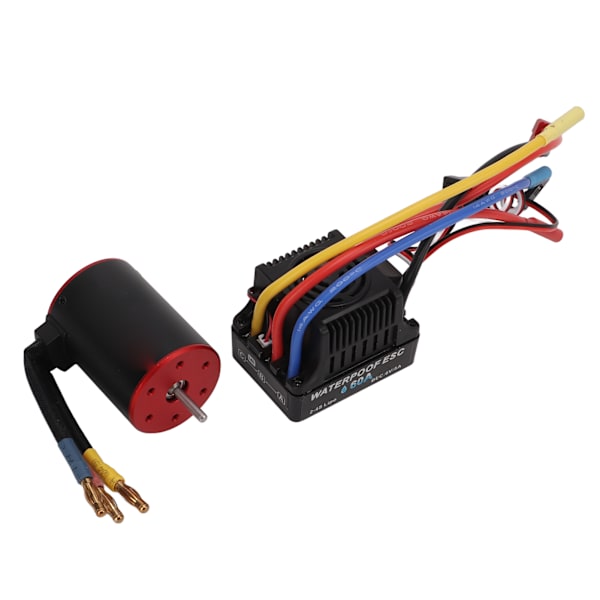 3650 3900KV Vedenkestävä Harjaton Moottori 60A ESC Sähköinen Ohjain Pitkä Johto 1/8 1/10 RC-Autolle