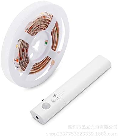 Wardrobe Lighting with Motion Sensor, LED Night Light, 3,000K Warm White Light, Suitable Compatible with Bedside Tables Wardrobes (2 m, Battery Powered)