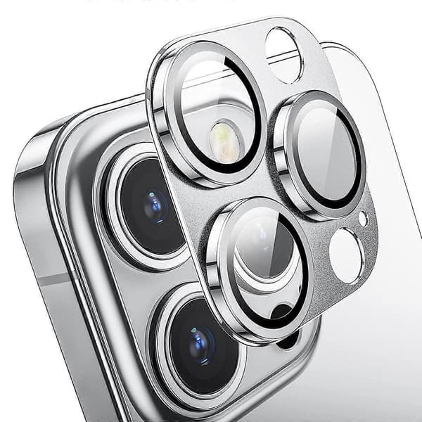 Kameraskydd i aluminiumlegering + härdat glas kompatibelt med iPhone 16 Pro/16 Pro Max - Silver