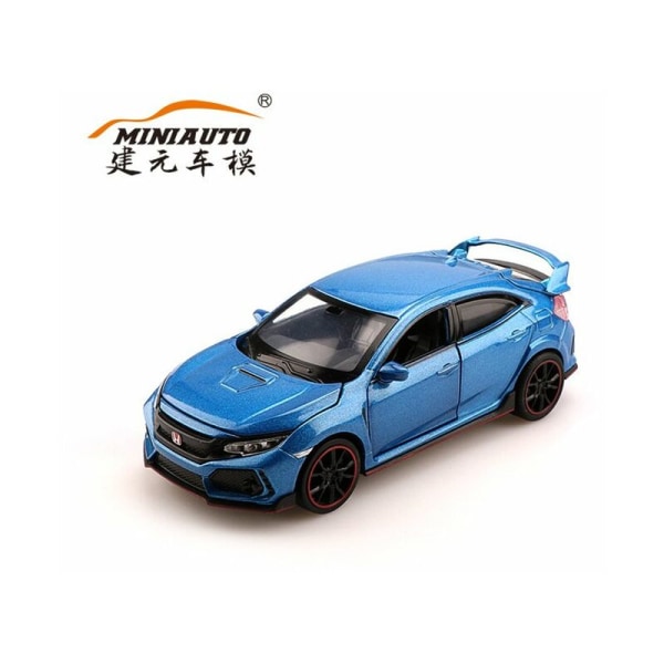 Simulaatio Jianyuan Honda Civic TYPER metalliseos automalli lasten lelu irrallinen kilpa-auto ääni- ja valokoristeet sininen, malli: sininen