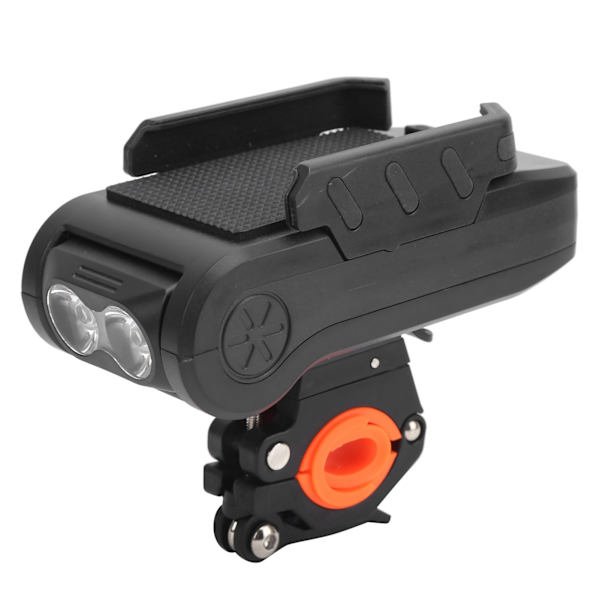 Multifunktionscykellys med USB-opladning, horn, telefonholder, powerbank, forlygte, sort 4000mAh
