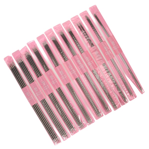 11 storlekar 44 st dubbla spetsiga stickor set 13,8 tum längd rostfritt stål DIY stickor för strumpa 2 mm till 6 mm