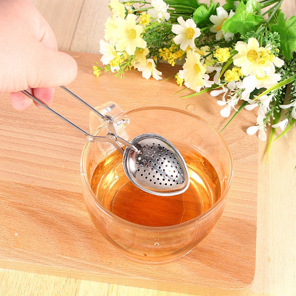 Rustfritt stål løs te-infuser blad sil filter diffuser urte krydder vanndråpe pincher