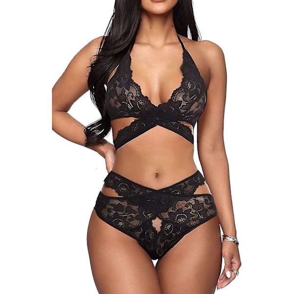 Sexy Lace Bralette og Panty Sæt til Kvinder - Hvid, Størrelse XL