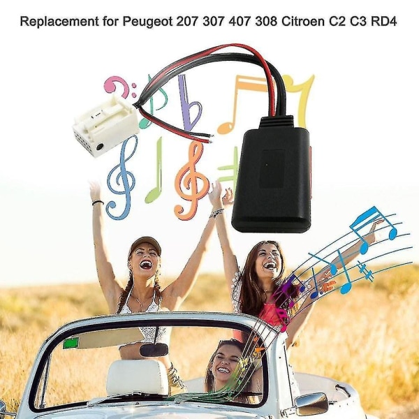 Trådløs Radio Stereo Aux-in lydadapter 12pin Bt-modulerstatning for Peugeot 207 307 407 308 C