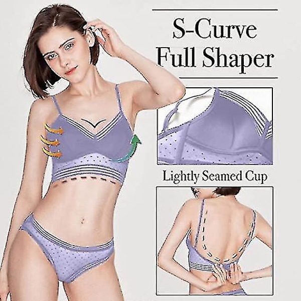 Trådløs Uplift Lace BH, Dyb V Rygløs Push Up Lingeri - Lilla