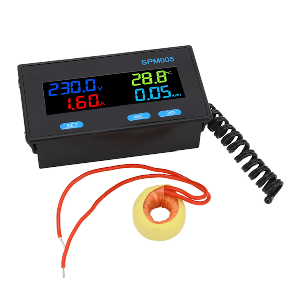 Digital voltmeter Amperemeter Panel 8 i 1 multifunktionell effektmätare LCD-färgskärm AC energimonitor AC60‑300V 20A