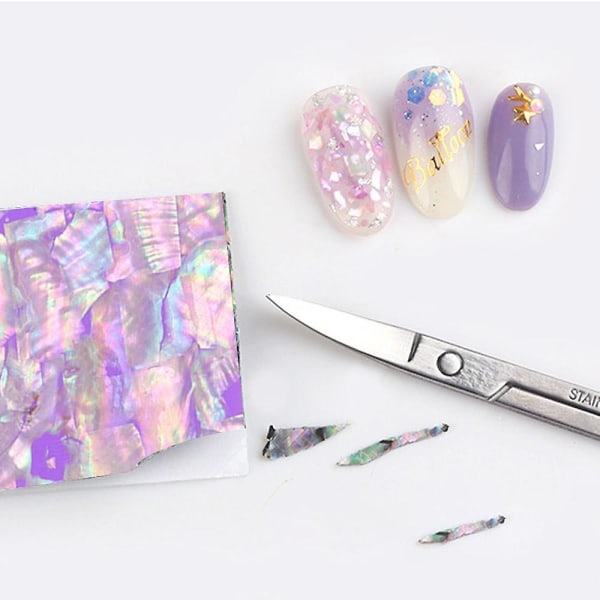 Neglefolie knust glass papir neglefilm holografiske negleklistremerker Laser negleklistremerker Gjør-det-selv-neglekunstdekorasjon for kvinner jenter