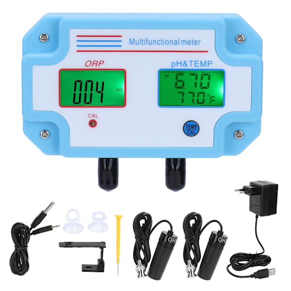 Multifunktionsvandmåler 3 i 1 ORP/PH/Temp Udstyr til overvågning af vandkvalitet EU-stik 230‑240V
