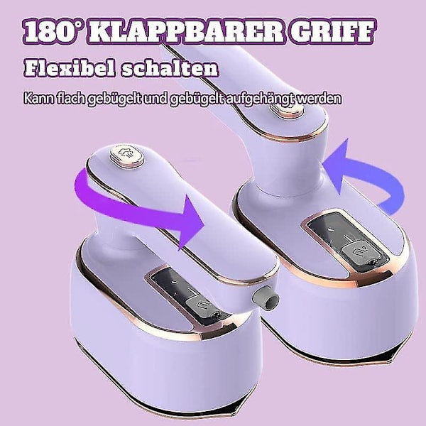 Foldbar Mini Dampstrygejern med Keramisk Non-Stick Sål - 1000w Håndholdt Strygejern til Tøj, Hurtig Opvarmning på 20 Sekunder - Grøn (Europæisk Stik)