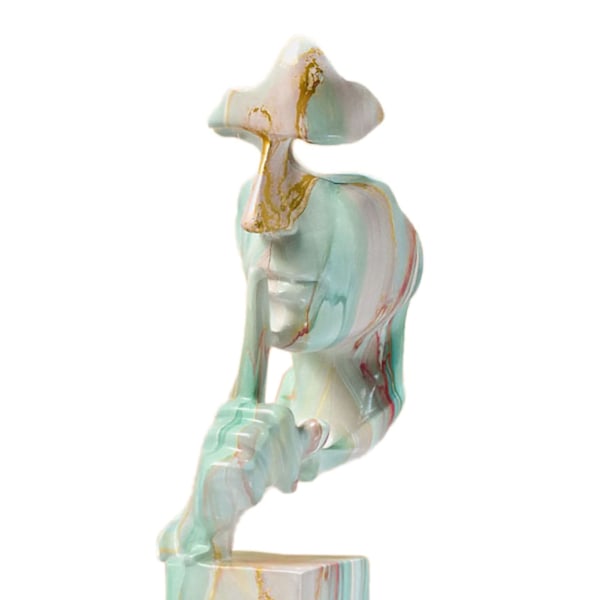 Tænkerstatuette Levende form Kompakt syntetisk harpiks Attraktiv dekorativ stilhed er gylden statuette til hjemmet Grøn guld