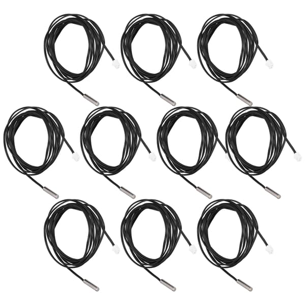 10 stk. termistorsensor NTC temperaturprobe 5x25 mm sylindrisk hode 2 meter kabellengde 5K B3950