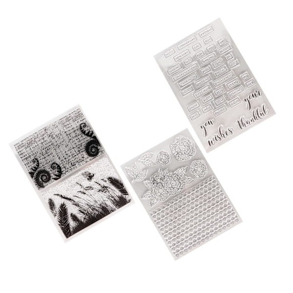 3 stk. Klare Stempler Rik Stil Trygge Sunne Gjenbrukbare TPR Bred Anvendelse Transparent Stempel for Kortlaging
