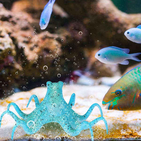 Silikon kunstig fluorescerende simulering blekksprut akvarium fisketank dekorasjon (blå)