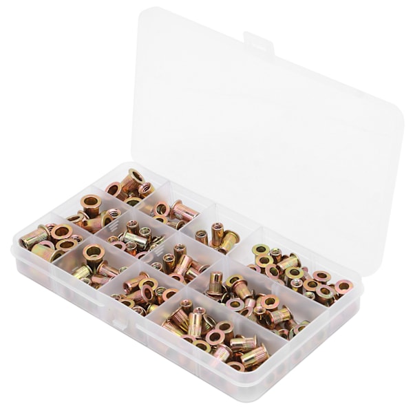 150 stk galvaniserte karbonstål nitmutter blandet innleggmutter 6‑32 8‑32 10‑24 10‑32 1/4‑20 Britisk system