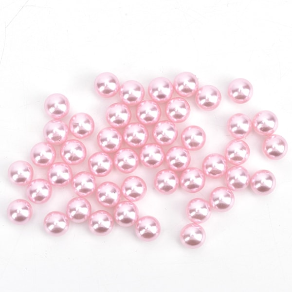 50G Ikke-porøse imiterte perler Dekorasjon Hårtilbehør Smykketilbehør 6 mm (Nøytral rosa)