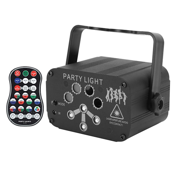 Mini Scenelys 8-huls USB Stemmeaktivering RGB Projektionslampe til KTV-bardekoration