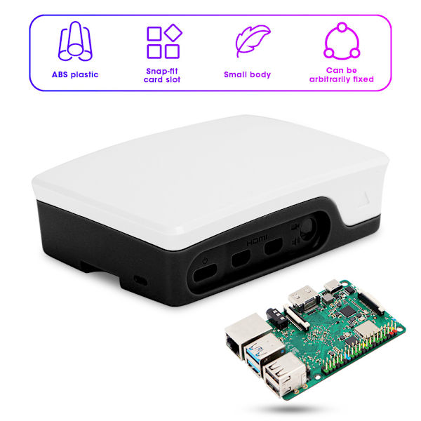 ABS-fodral Skåplåda Svart Vit Passar till Raspberry Pi 4B Skyddsskallåda Svart Vit