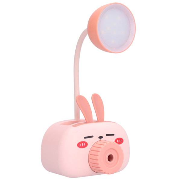 LED foldbar skrivebordslampe Tegnede Dyr Multifunktionel Bordlampe Penneholder Blyantspidser til hjemmekontor Rosa
