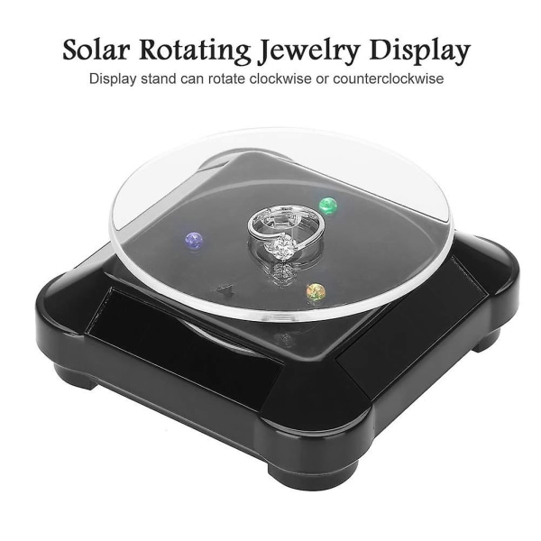 Solar Powered Roterende Stand, Solar Showcase Platespiller Roterende Klokke Telefon Smykker Organizer Display