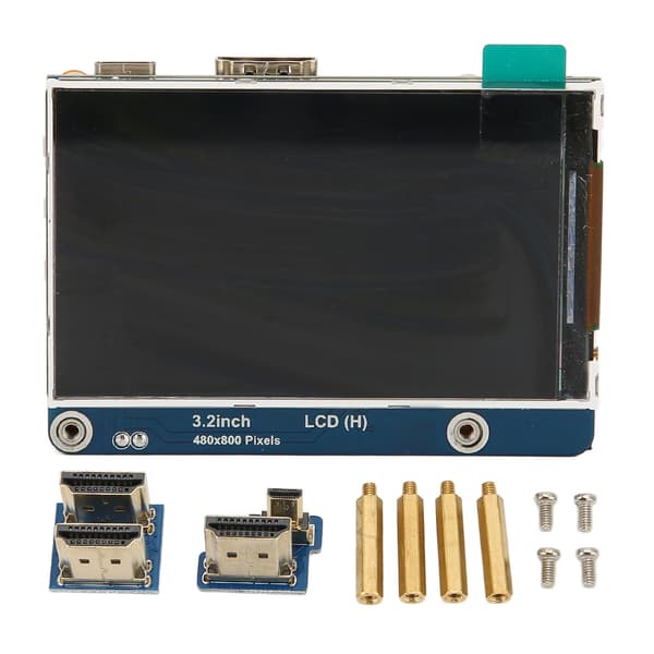【NX】3,2-tommer skærm kompatibel med Raspberry Pi High Definition Multimedia Interface HD IPS justerbar lysstyrke 480P-skærm