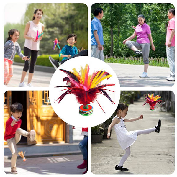 2 stk Kick Fjerball Fargerike Kinesiske Jianzi Kick Fjerballer for barn og voksne