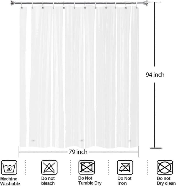 Extra lång extra bred duschdraperi 200x240cm, duschdraperi med magnet