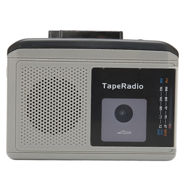Kannettava kasettinauhuri AM FM -radio tukee kahta virtalähdettä, musta harmaa
