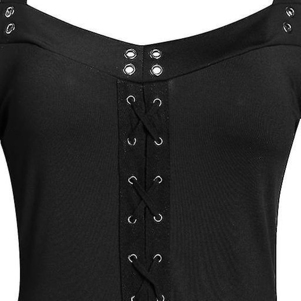 Gotisk Blonder Halloween Middelalder Lolita Kjole - Svart XXL