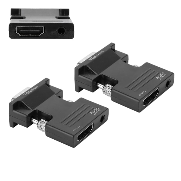 2st 1080P För HDMI till VGA-omvandlare med Videokonverterare Datorkabeladaptrar