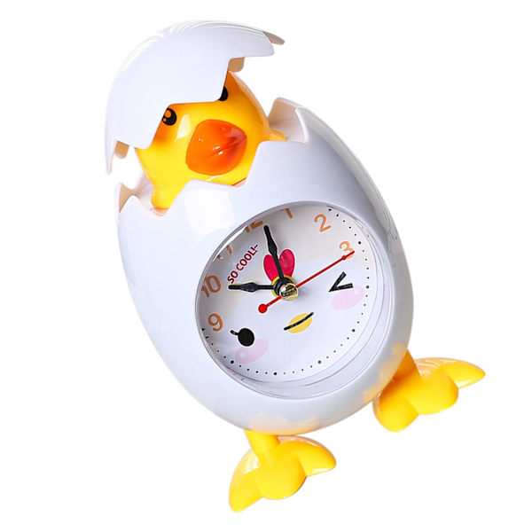Chick Väckarklocka Barn Tecknad Söt Desktop Plast Quartz Movement Väckarklocka för studenter Vit