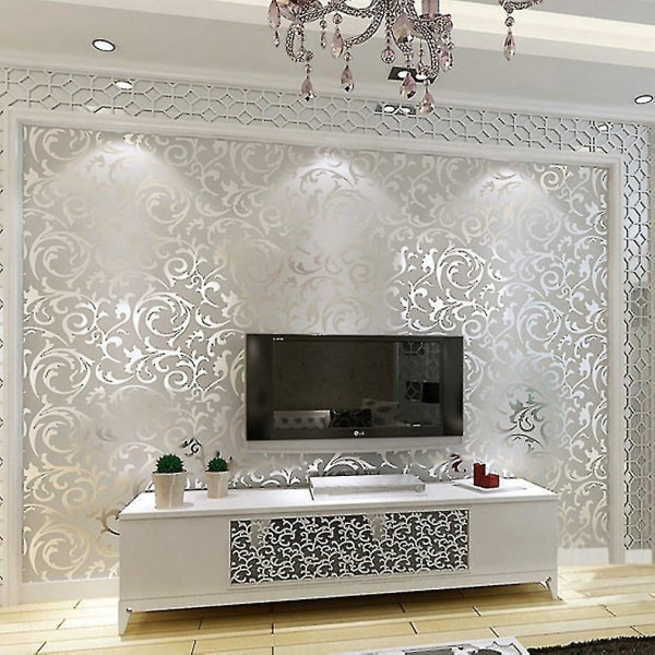 Europæisk stil Luksus Damask Ikke-vævet 3d tapet Enkelt præget vægrullepapir Lodret soveværelse boligindretning