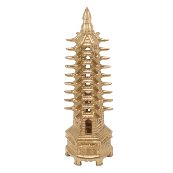 Wenchang Tower Statue 9 Nivåer Mini Pagoda Messing Hjemindretning Feng Shui Ornament til skrivebord