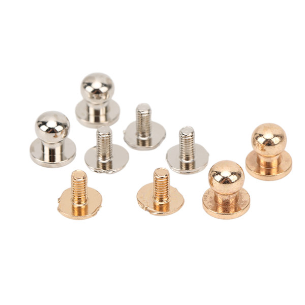 200 set Chicago Screws 0,3x0,2in ren koppar glänsande tålig lädernitar med runda huvuden för väskfodral Kläder Guld och Silver Färg