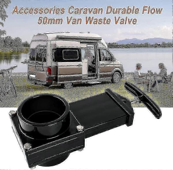 Afløbsventil til autocamper, campingvogn, holdbart flow, 50 mm, afløbsventil til varevogn, afløbsslange til spildevand (sort)