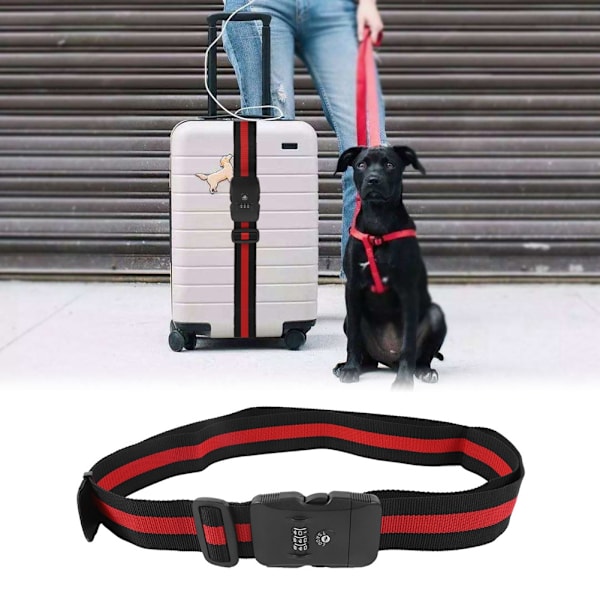 Bagagerem krydsremme kuffertbælte TSA-kombinationsslås (sort+rød)