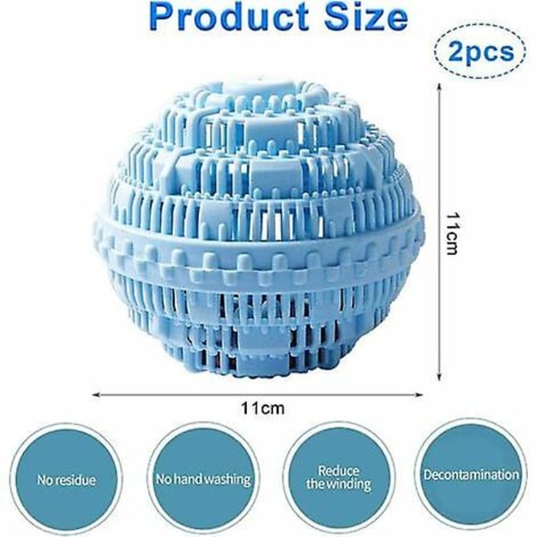 Pesupallot, uudelleenkäytettävä ympäristöystävällinen pesupallo, luonnollinen pyykkipallo, antibakteerinen ja kestävä, pyykkipallo ympäristöystävällinen pesukonepallo light blue