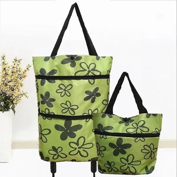 [RM]2 in 1 Foldable Shopping Cart, Foldable Two-Step Zipper Shopping Bag with Wheels, Foldable