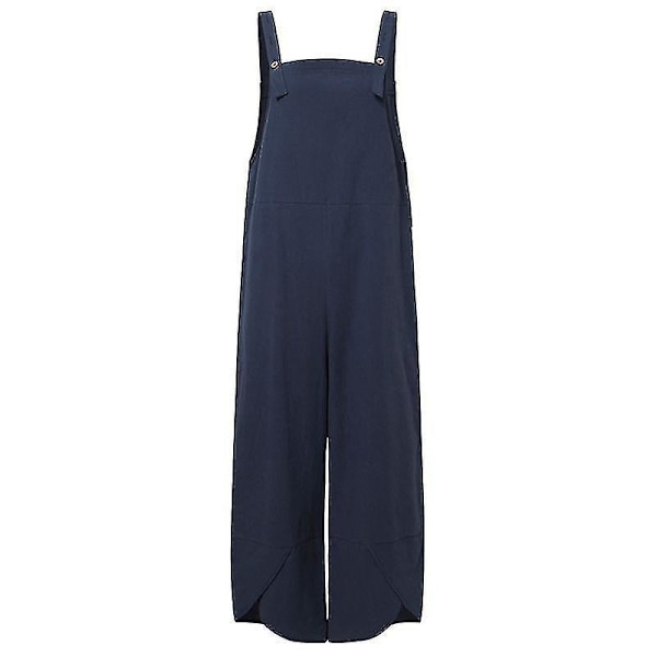 Blå Cami Top Dungarees Overalls til Kvinder, Løse Jumpsuit med Lommer