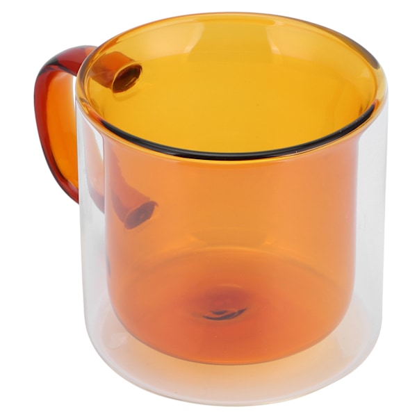 250 ml dubbellagermugg Värmebeständig cylindrisk transparent kopp för mjölkkaffehem (gul)