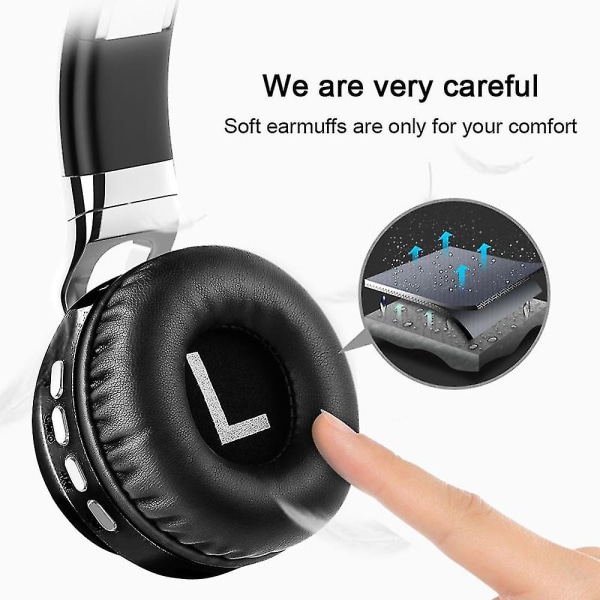 Bluetooth hörlurar, hopfällbara trådlösa Bluetooth hörlurar över örat black