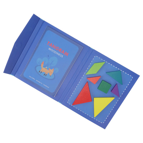 Tangram Legetøj Magnetisk Bogmærke Design Pædagogisk Geometrisk Form Puslespil Træmønster Klodser Sæt til Børn