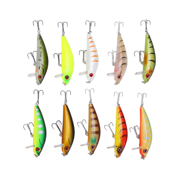 10 st 65 mm/6,5 g Fiskebeten Hårda Beten Artificiella 3D Fiskeögon Minnow Beten för Bass Öring Saltvatten Sötvattensfiske