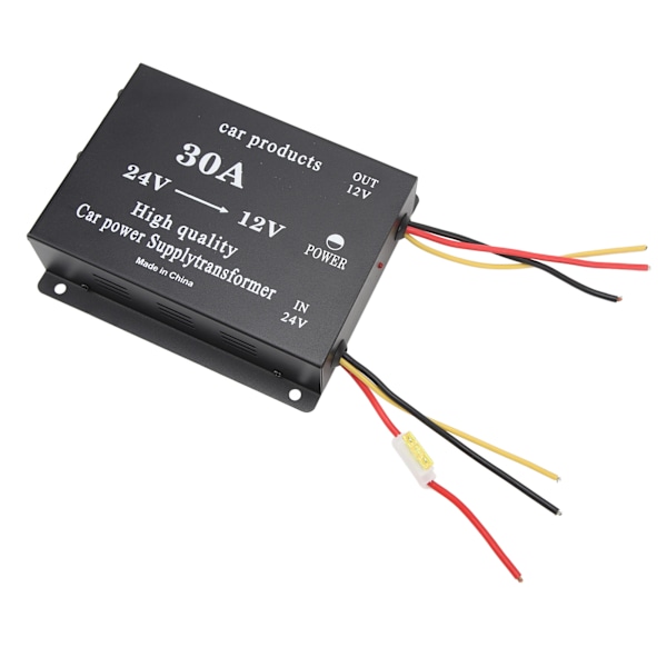 Bilstrømskonverter 30A 24V til 12V DC Sort 300A Udgangsadapter til Køleskab DVD VCD CD