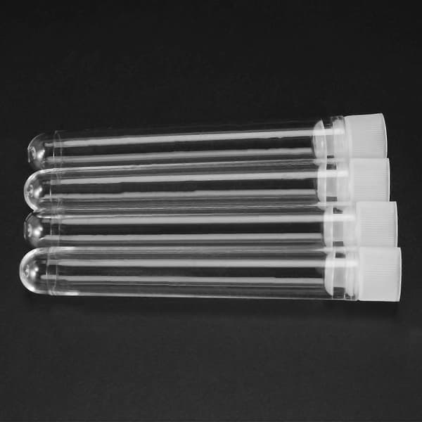 100 st Klara Plast Provrör med Vita Skruvlock Provbehållare Flaskor Trycklock 12X75mm