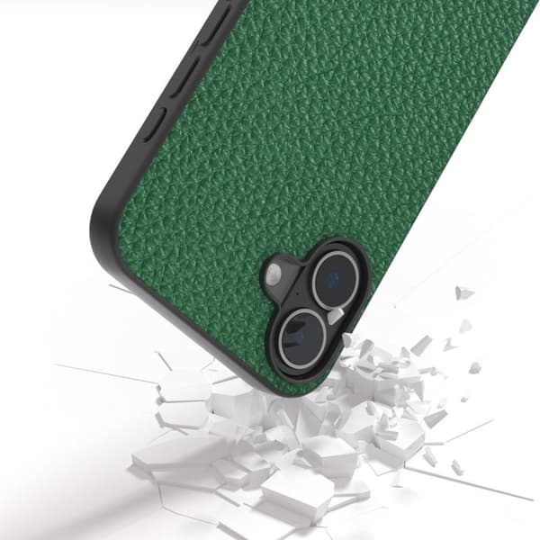 ABEEL Mobilskal till iPhone 16 Plus TPU + Läder Skydd - Grön